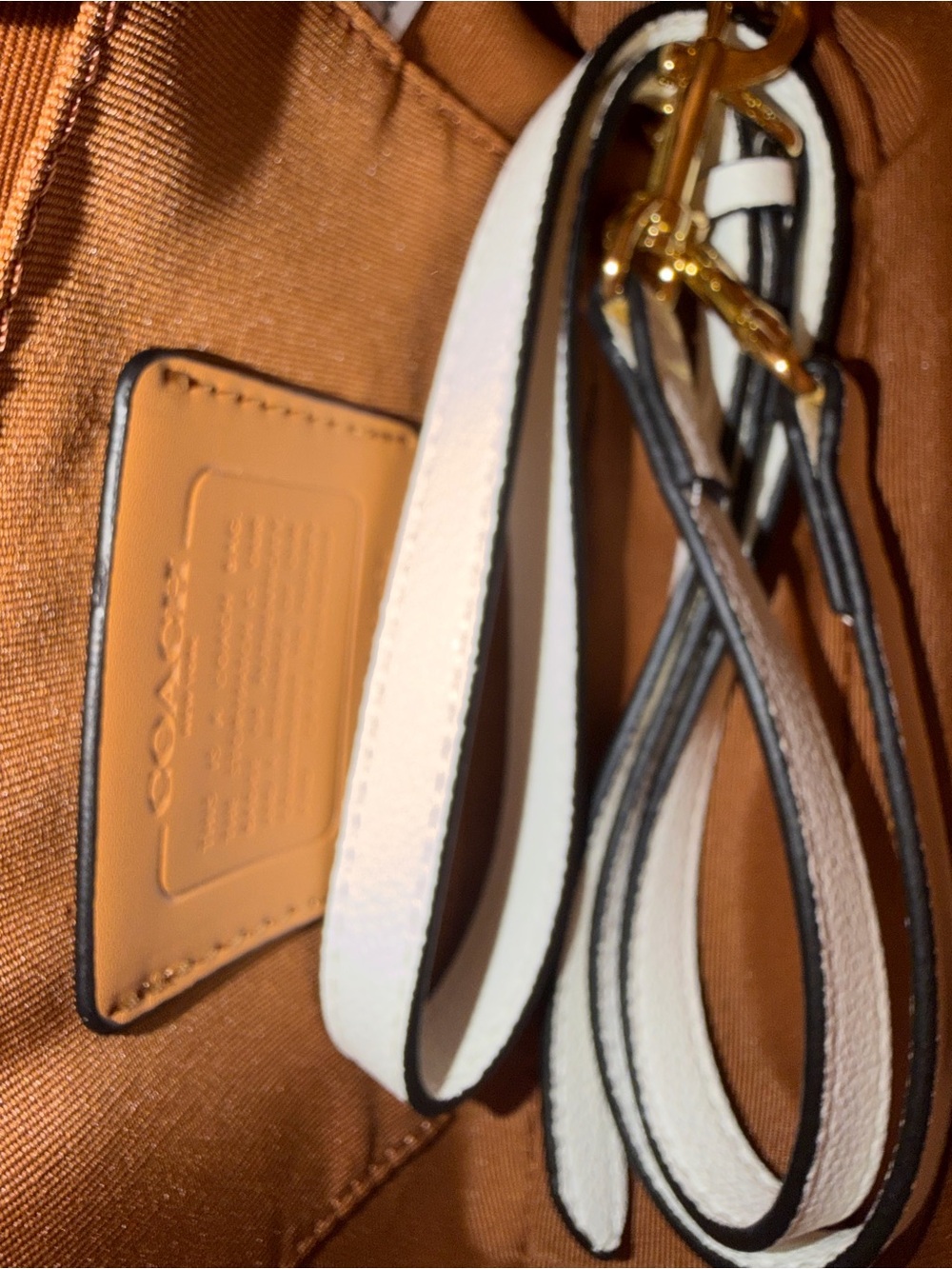 Coach White and Tan Leather Strap Set with Gold Hardware - Picture 3 of 3